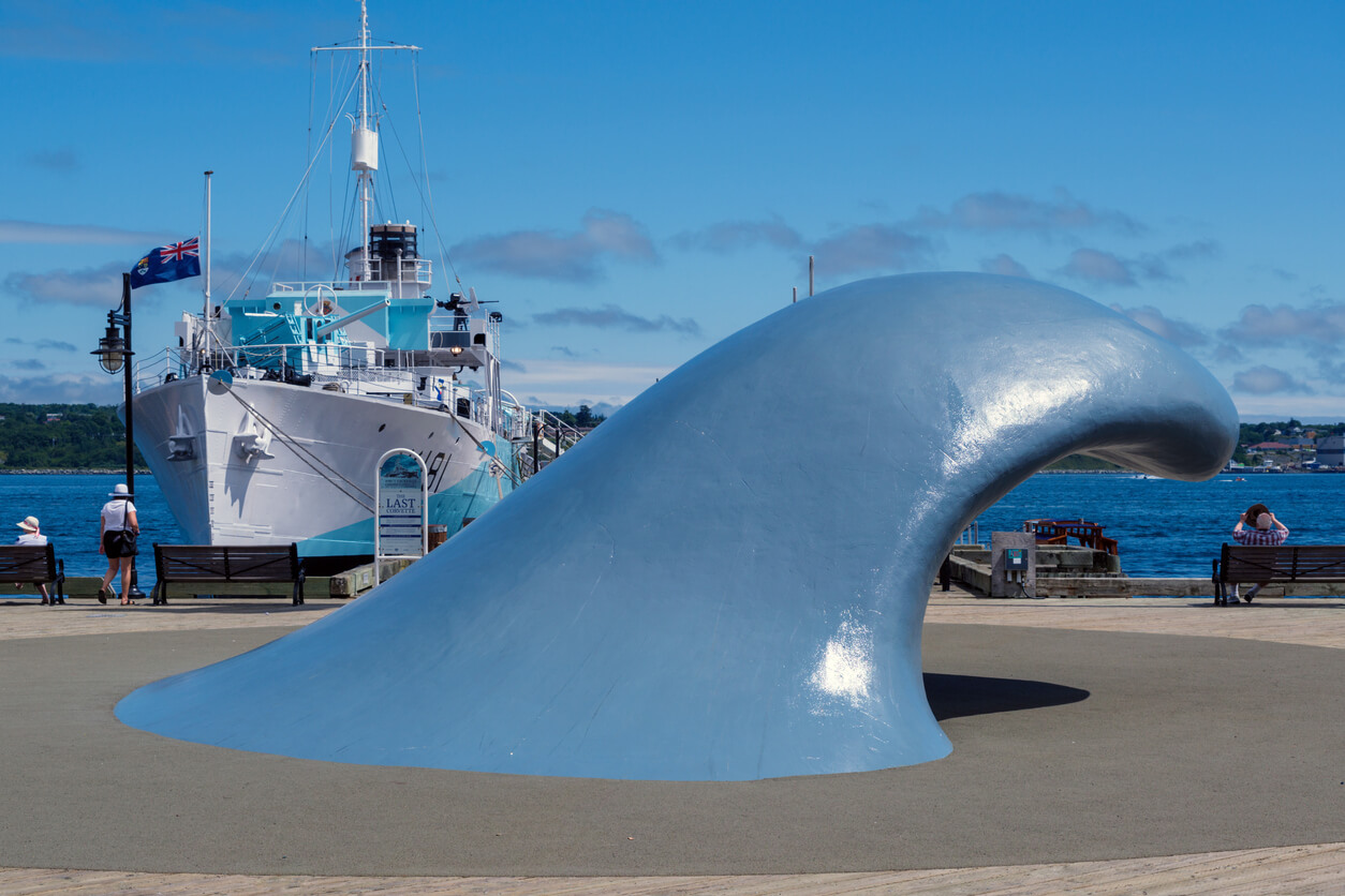 A sculpture of a wave on Halifax's waterfront