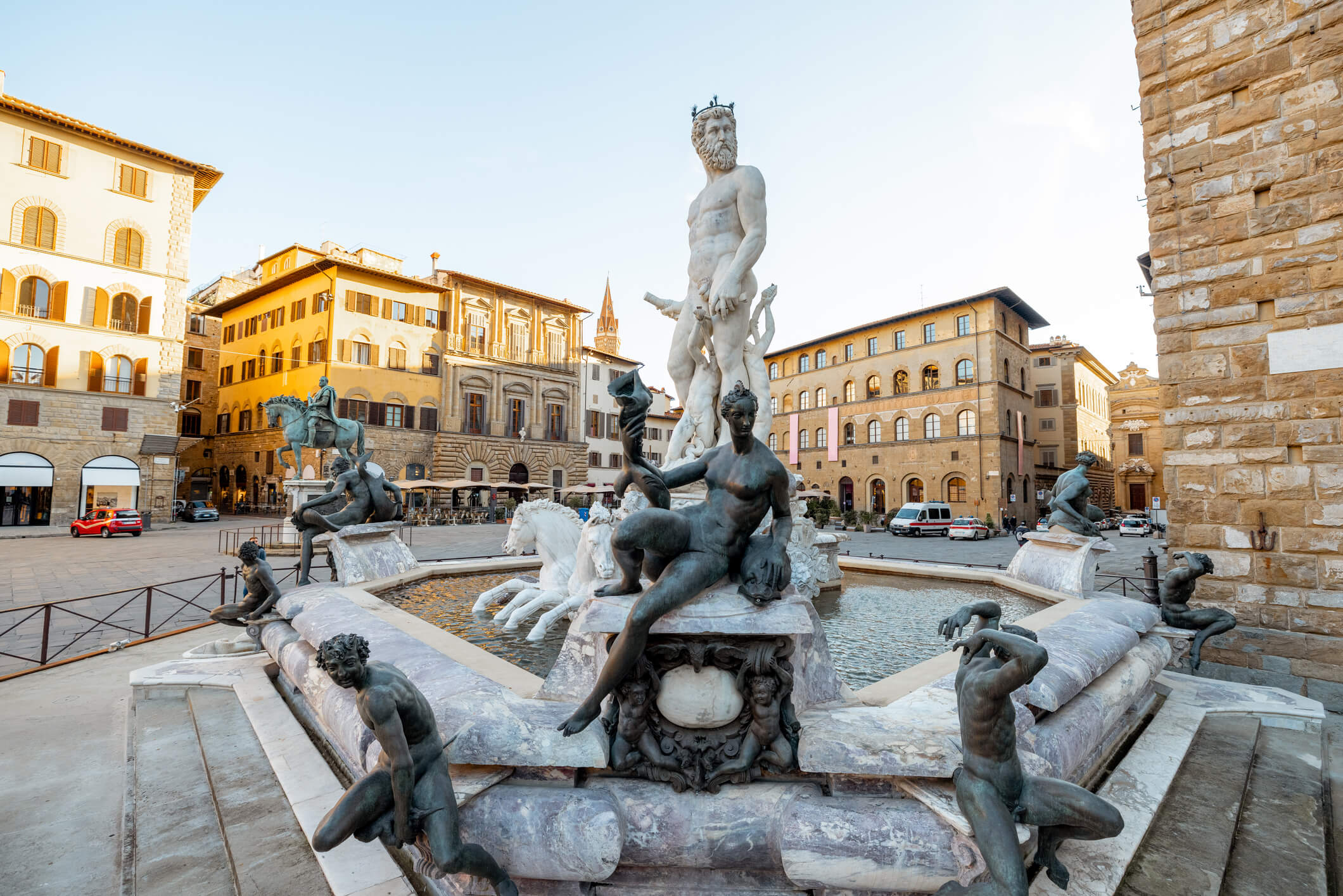 Sculptures in public square in Italy